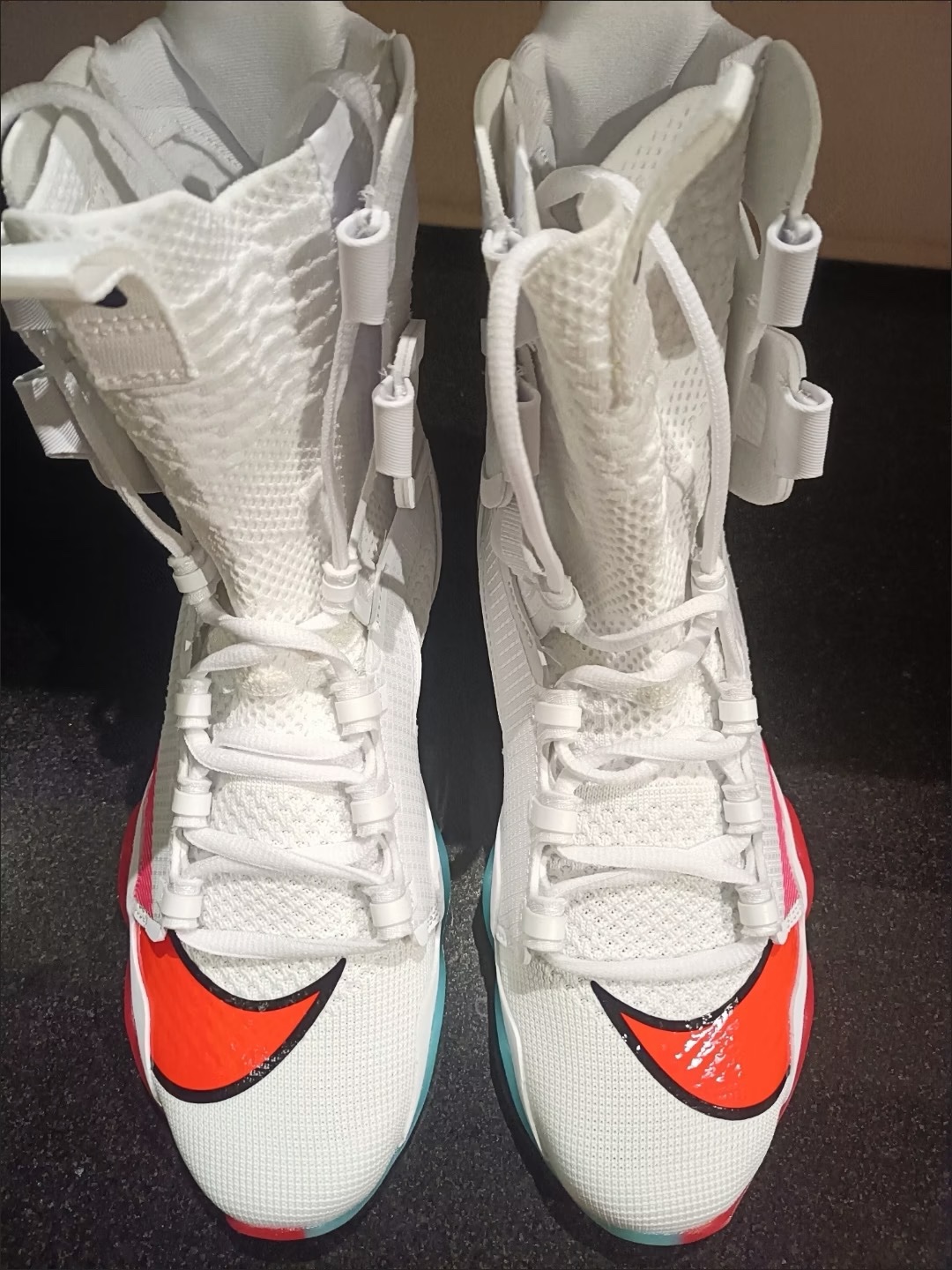 Buyer photo: pair of white Nike HyperKO 2 shoes, front view