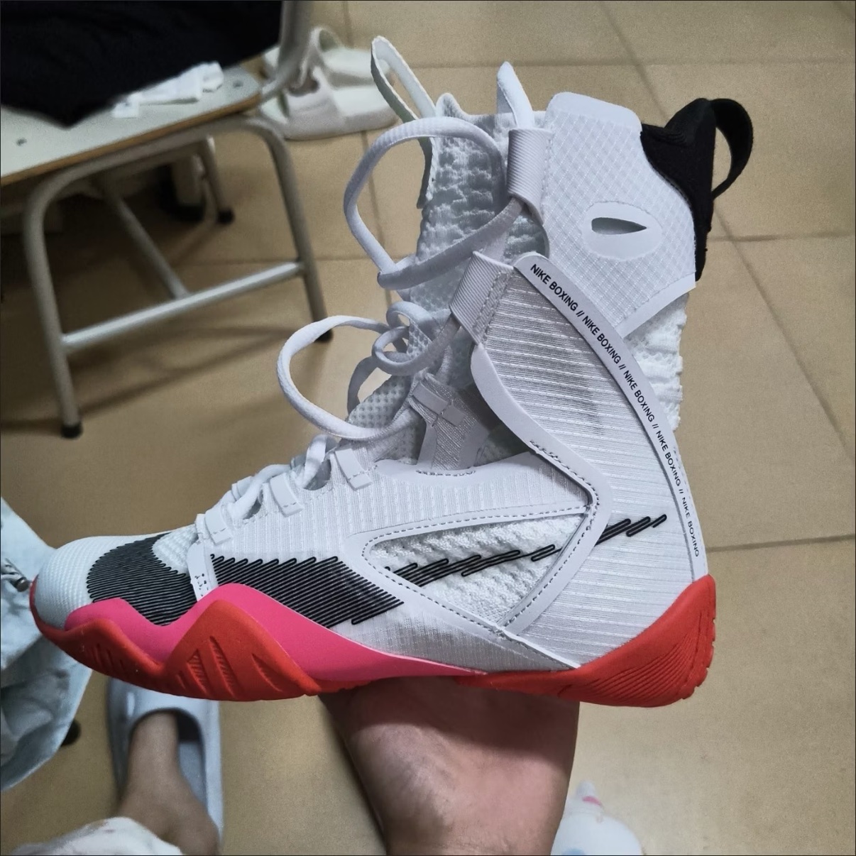 Buyer photo: white Nike HyperKO 2 shoe, side view